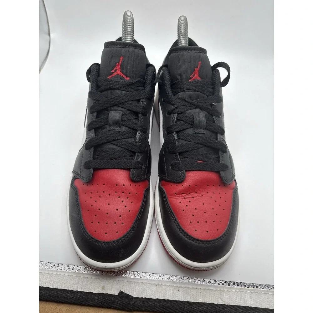 Kids Size 5.5Y Nike Air Jordan 1‎ Low GS Black Red White Sneakers 553560 161